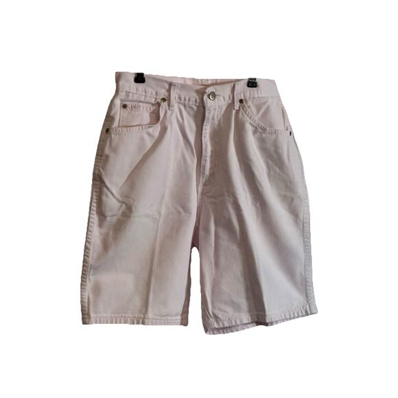 VTG Chic Womens 16 Average Pink Denim Jean Shorts Mom Fit Flat Front Summer - Picture 2 of 9